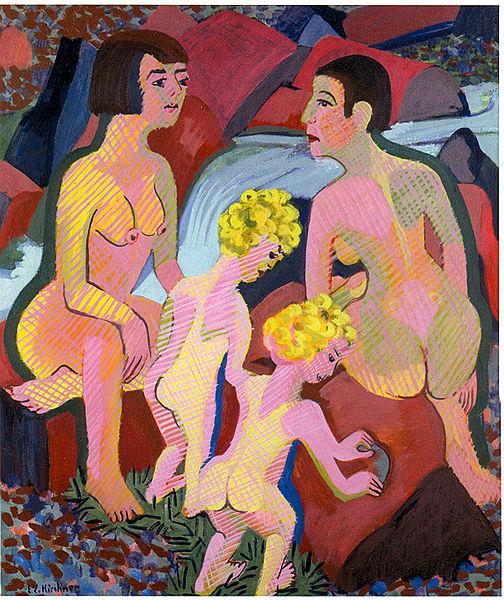 Ernst Ludwig Kirchner Bathing women and children